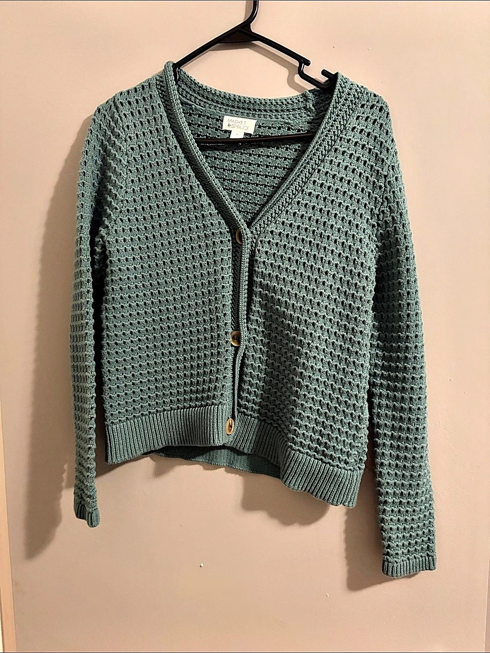 Market & Spruce Textured Button-Front Cardigan in Green Like New